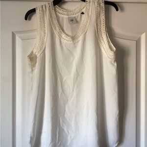 CAbi Cream Crochet Trim Tank Top